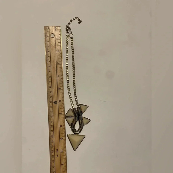 Vintage Geometric Peach Acrylic Stone Goldtone Necklace Granny Chic - Picture 10 of 11